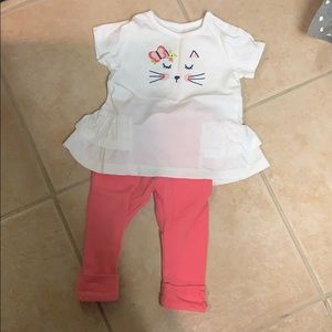 Short sleeve kitty shirt with leggings